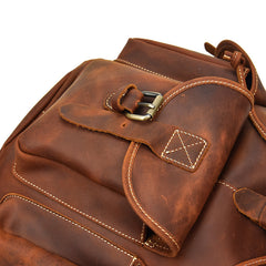 Vintage Leather Mens 14inch Laptop Backpack Travel Backpacks School Backpacks for Men - iwalletsmen
