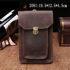 Vintage Brown Leather Men's Belt Pouch Cell Phone Holster Waist Bag For Men - iwalletsmen