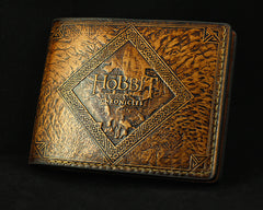 Handmade Leather Tooled Hobbit2 Mens billfold Wallet Cool Leather Wallet Slim Wallet for Men