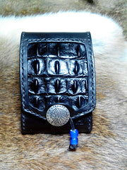 Cool Black Leather Mens Indian Cigarette Case Cigarette Holder Belt Pouch with Belt Loop for Men - iwalletsmen