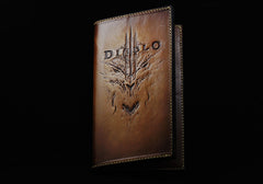 Handmade Leather Tooled Diablo Mens Long Wallet Cool Leather Wallet Clutch Wallet for Men