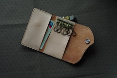 Handmade Leather Tooled Lily Flower Biker Mens Cool Car Key Wallet KeyChain for Men