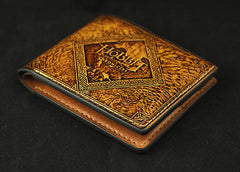 Handmade Leather Tooled Hobbit2 Mens billfold Wallet Cool Leather Wallet Slim Wallet for Men