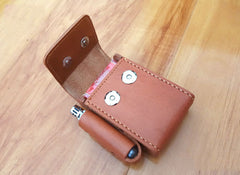 Cool Handmade Brown Leather Mens Cigarette Case with Lighter Holder Belt Loop for Men - iwalletsmen