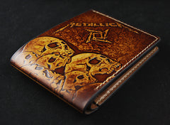 Handmade Leather Tooled Metallica Mens billfold Wallet Cool Leather Wallet Slim Wallet for Men