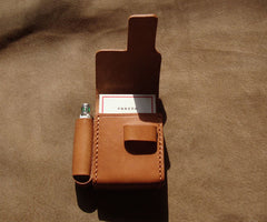 Cool Brown Leather Mens Cigarette Case with Lighter Holder Belt Loop for Men - iwalletsmen