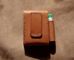 Cool Brown Leather Mens Cigarette Case with Lighter Holder Belt Loop for Men - iwalletsmen