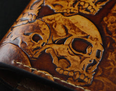 Handmade Leather Tooled Metallica Mens billfold Wallet Cool Leather Wallet Slim Wallet for Men