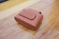 Cool Handmade Brown Leather Mens Cigarette Case with Lighter Holder Belt Loop for Men - iwalletsmen