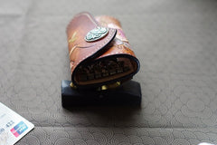 Handmade Leather Tooled Lily Flower Biker Mens Cool Car Key Wallet KeyChain for Men