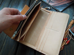 Handmade Leather Biker Wallet Mens Cool Chain Wallet Trucker Wallet with Chain