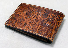 Handmade Leather Tooled Walking Dead License Wallet Mens Card billfold Wallet Cool Leather Wallet Slim Wallet for Men