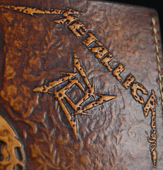Handmade Leather Tooled Metallica Mens billfold Wallet Cool Leather Wallet Slim Wallet for Men