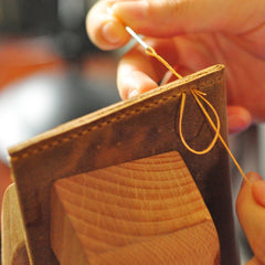 Handmade Mens Cool billfold Leather Wallet Men Small Card Slim Wallets Bifold for Men