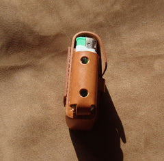 Cool Brown Leather Mens Cigarette Case with Lighter Holder Belt Loop for Men - iwalletsmen
