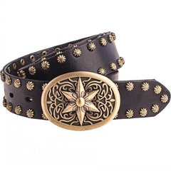 Handmade Genuine Leather Punk Rock Western Country Star of David Mens Cool Men Biker Trucker Leather Belt