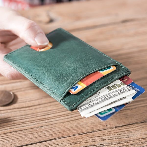 Handmade Leather Mens Cool billfold Wallet Card Holder Small Card Slim Wallets for Men