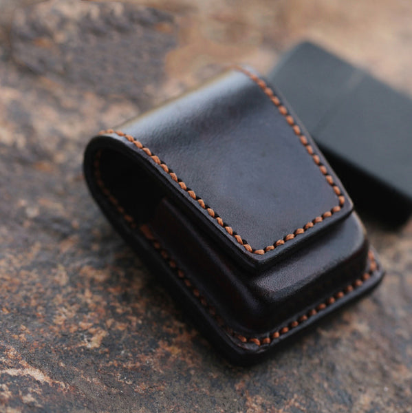 Cool Mens Leather Zippo Lighter Cases with Loop Zippo lighter Holder with clips - iwalletsmen