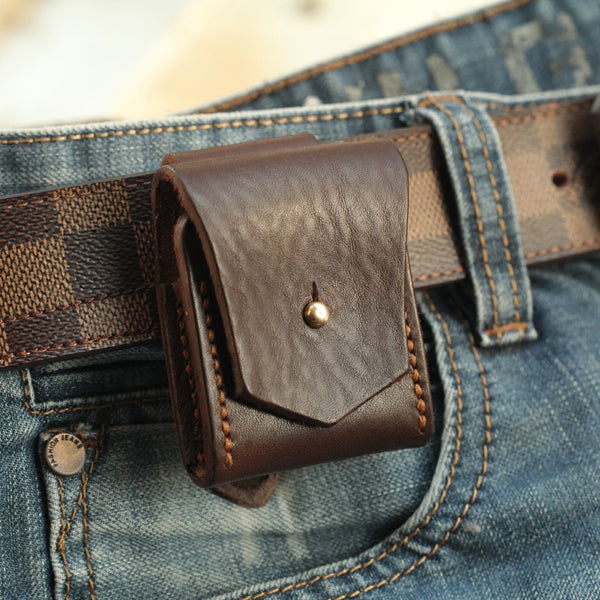 Cool Mens Leather Zippo lighter Holder with clip Zippo Lighter Case with Loop - iwalletsmen