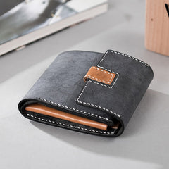 Handmade Leather Mens Cool Slim Leather Wallet Men Small Wallets Trifold for Men