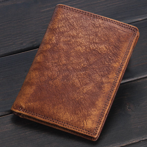 Handmade Mens Cool billfold Leather Wallet Men Small Slim Wallets Bifold for Men - iwalletsmen