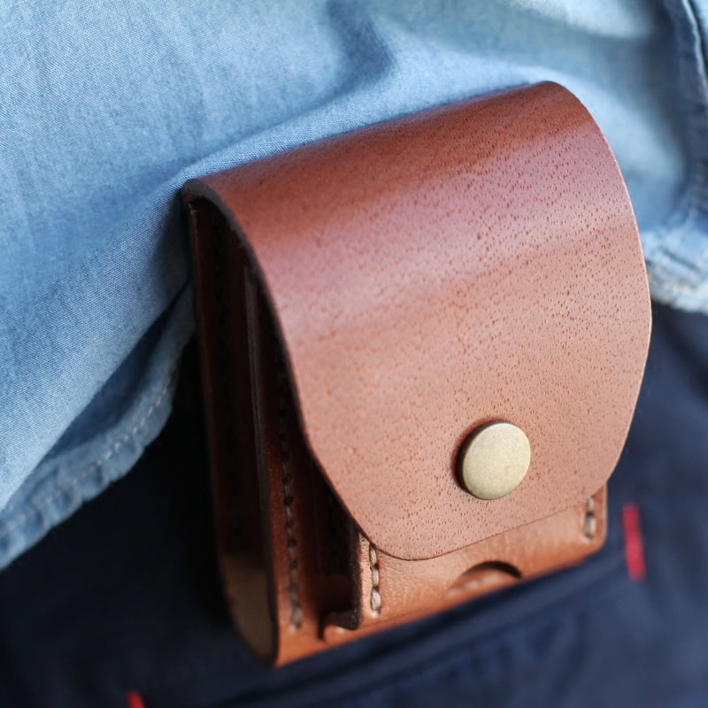 Cool Brown Leather Mens Cigarette Case Cigarette Holder Belt Pouch with Belt Loop for Men - iwalletsmen