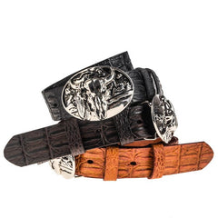 Handmade Genuine Leather Punk Rock Western Country Skull Mens Cool Men Biker Trucker Leather Belt