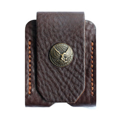 Cool Mens Leather Eagle Zippo Lighter Case with Belt Loop Zippo lighter Holder with Loop - iwalletsmen