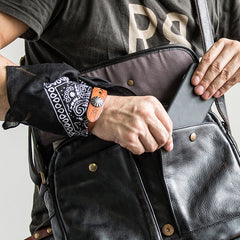 Genuine Leather Mens Cool Messenger Bag iPad Bag Chest Bag Bike Bag Cycling Bag for men