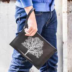 Handmade Leather Mens Clutch Cool Slim Wallet Zipper Clutch Wristlet Wallet for Men - iwalletsmen