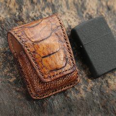 Cool Mens Brown Leather Zippo Lighter Cases with Loop Zippo lighter Holders with clips - iwalletsmen