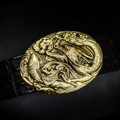 Handmade Genuine Leather Punk Rock Western Country Carp Chinese Dargon Mens Cool Men Biker Trucker Leather Belt