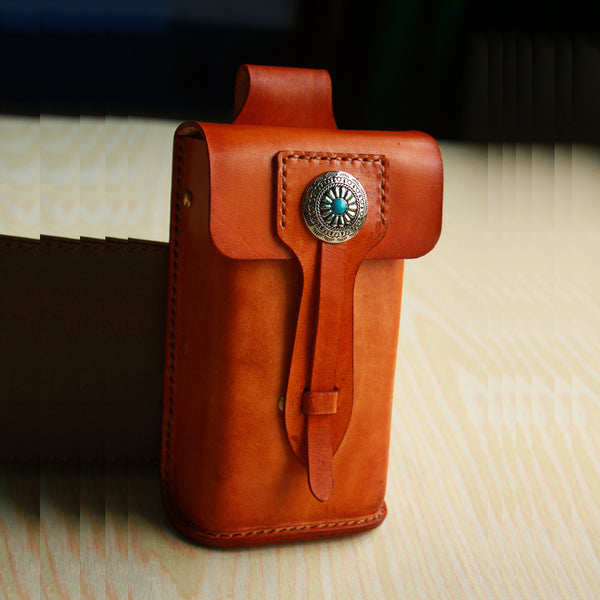 Handmade Cool Leather Cell Phone Holsters Belt Pouch Mens Waist Bag for Men - iwalletsmen