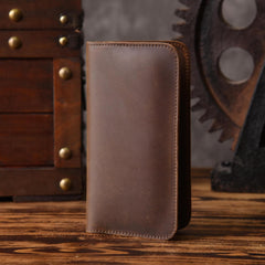Handmade Leather Mens Cool Long Leather Wallet Slim Phone Clutch Wallet for Men - iwalletsmen