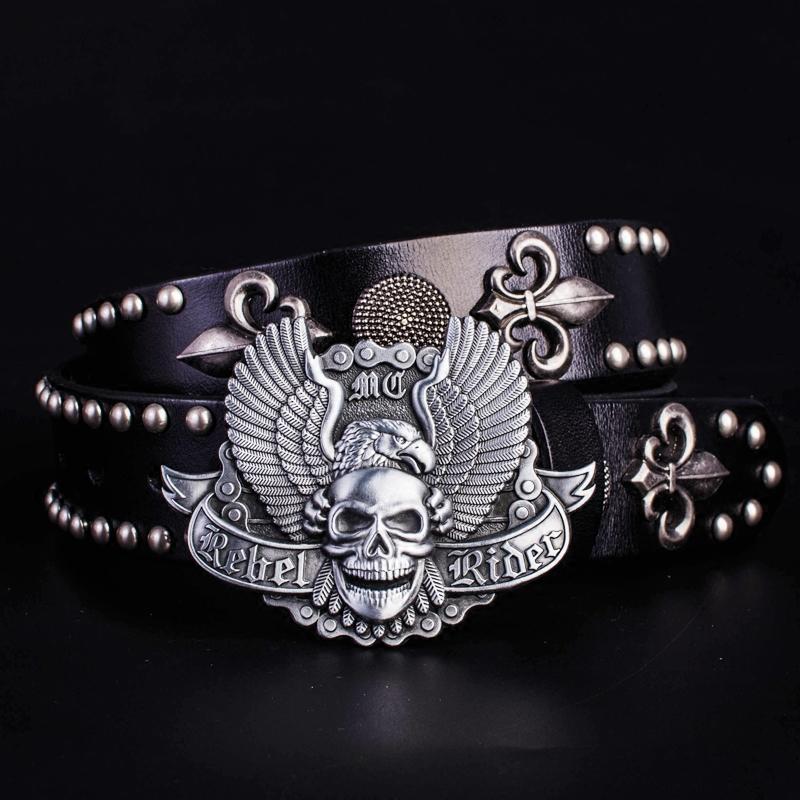 Handmade Genuine Leather Punk Rock Western Country Skull  display picture 1