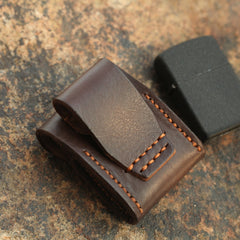 Cool Mens Leather Zippo lighter Holder with clip Zippo Lighter Case with Loop - iwalletsmen