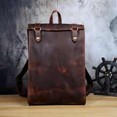 Genuine Leather Mens Cool Backpack Sling Bag Large Black Travel Bag Hiking Bag for men