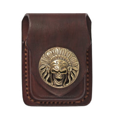 Cool Mens Leather Indian Zippo Lighter Cases with Loop Zippo lighter Holder with clips - iwalletsmen