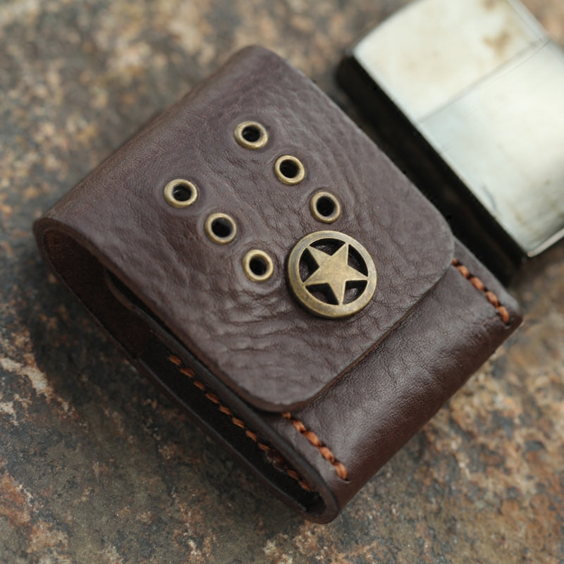 Cool Mens Leather Zippo Lighter Case with Loop Leather Zippo lighter Holder with Clip - iwalletsmen