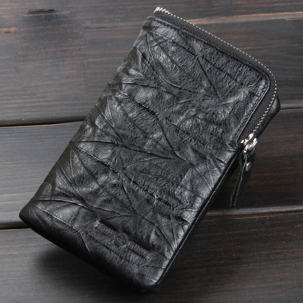 Handmade Leather Mens Cool Long Leather Wallet Trifold Clutch Wallet for Men - iwalletsmen