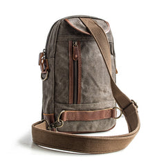 Canvas Leather Mens Cool Chest Bag Sling Bag Crossbody Bag Travel Bag Hiking Bag for men - iwalletsmen