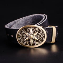 Handmade Genuine Leather Punk Rock Western Country Star of David Mens Cool Men Biker Trucker Leather Belt