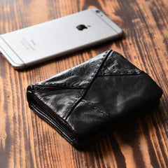 Handmade Mens Cool billfold Leather Wallet Men Small Slim Wallets Bifold for Men