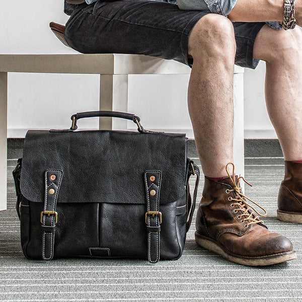 Genuine Leather Mens Cool Messenger Bag iPad Bag Chest Bag Bike Bag Cycling Bag for men - iwalletsmen