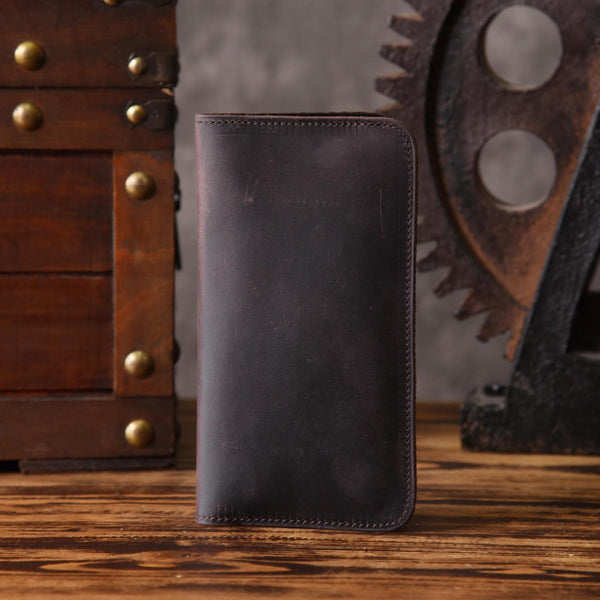 Handmade Leather Mens Cool Long Leather Wallet Slim Phone Clutch Wallet for Men - iwalletsmen