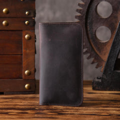 Handmade Leather Mens Cool Long Leather Wallet Slim Phone Clutch Wallet for Men - iwalletsmen