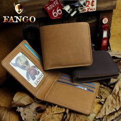 Handmade Leather Mens Cool Slim Leather Wallet Men billfold Wallets Bifold for Men