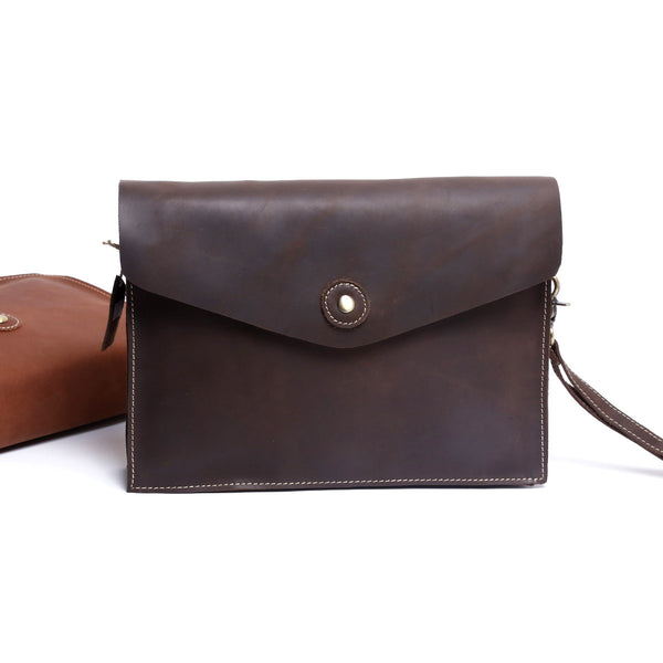 Genuine Leather Mens Cool Messenger Bag Clutch Bag Chest Bag Bike Bag Cycling Bag for men