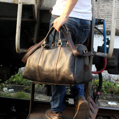 Genuine Leather Mens Cool Weekender Bag Travel Bag Duffle Bags Overnight Bag Holdall Bag for men