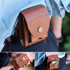Cool Brown Leather Mens Cigarette Case Cigarette Holder Belt Pouch with Belt Loop for Men - iwalletsmen